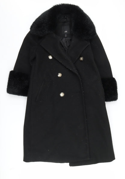 Womens UK Size 8 River Island Black Pea Coat