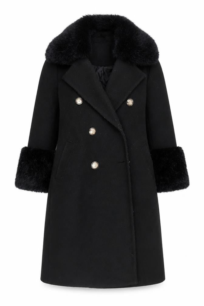 Womens UK Size 8 River Island Black Pea Coat