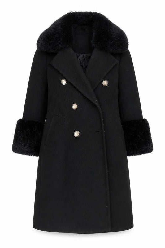 Womens UK Size 8 River Island Black Pea Coat