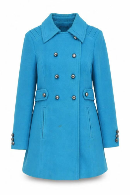Womens UK Size 14 M&Co Blue Pea Coat