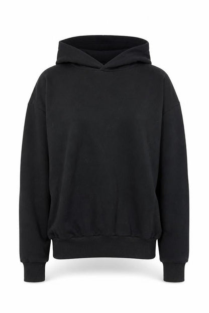 Front view of Black ASOS Women's Pullover Hoodie, size 4, Cotton Blend