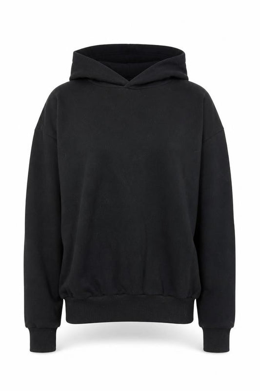 Front view of Black ASOS Women's Pullover Hoodie, size 4, Cotton Blend