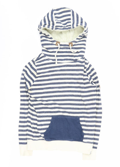 Animal Women's Blue Striped Hoodie Size 10 with Drawstring