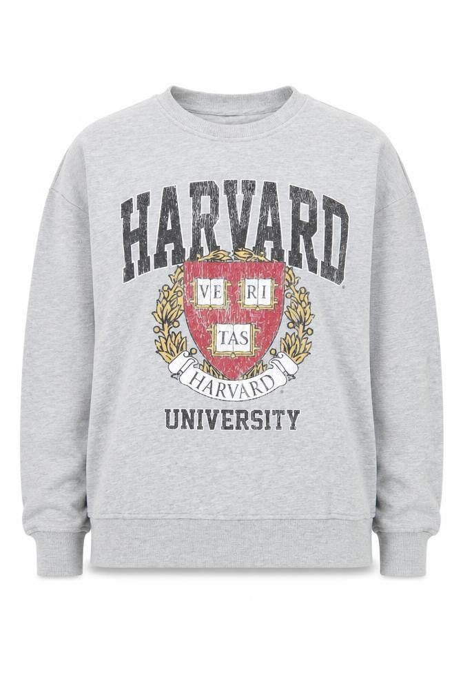 Front view of Very unisex adults grey harvard sweatshirt, m, pullover