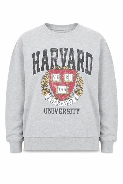Front view of Very unisex adults grey harvard sweatshirt, m, pullover