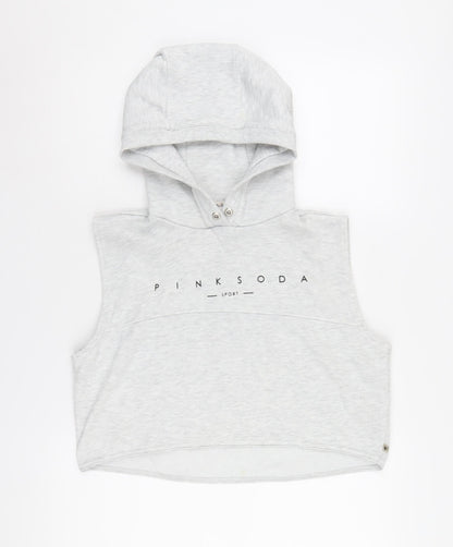 Pink Soda Sport Women's Grey Sleeveless Hoodie Vest, Size 10