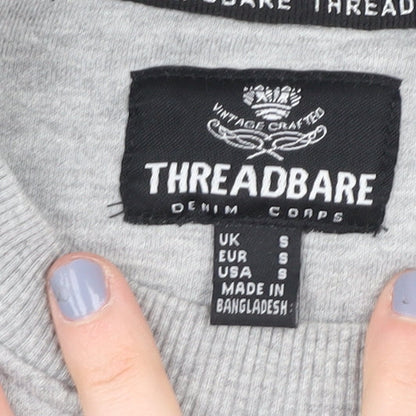 Threadbare Men's Grey Pullover Sweatshirt S, Logo Design