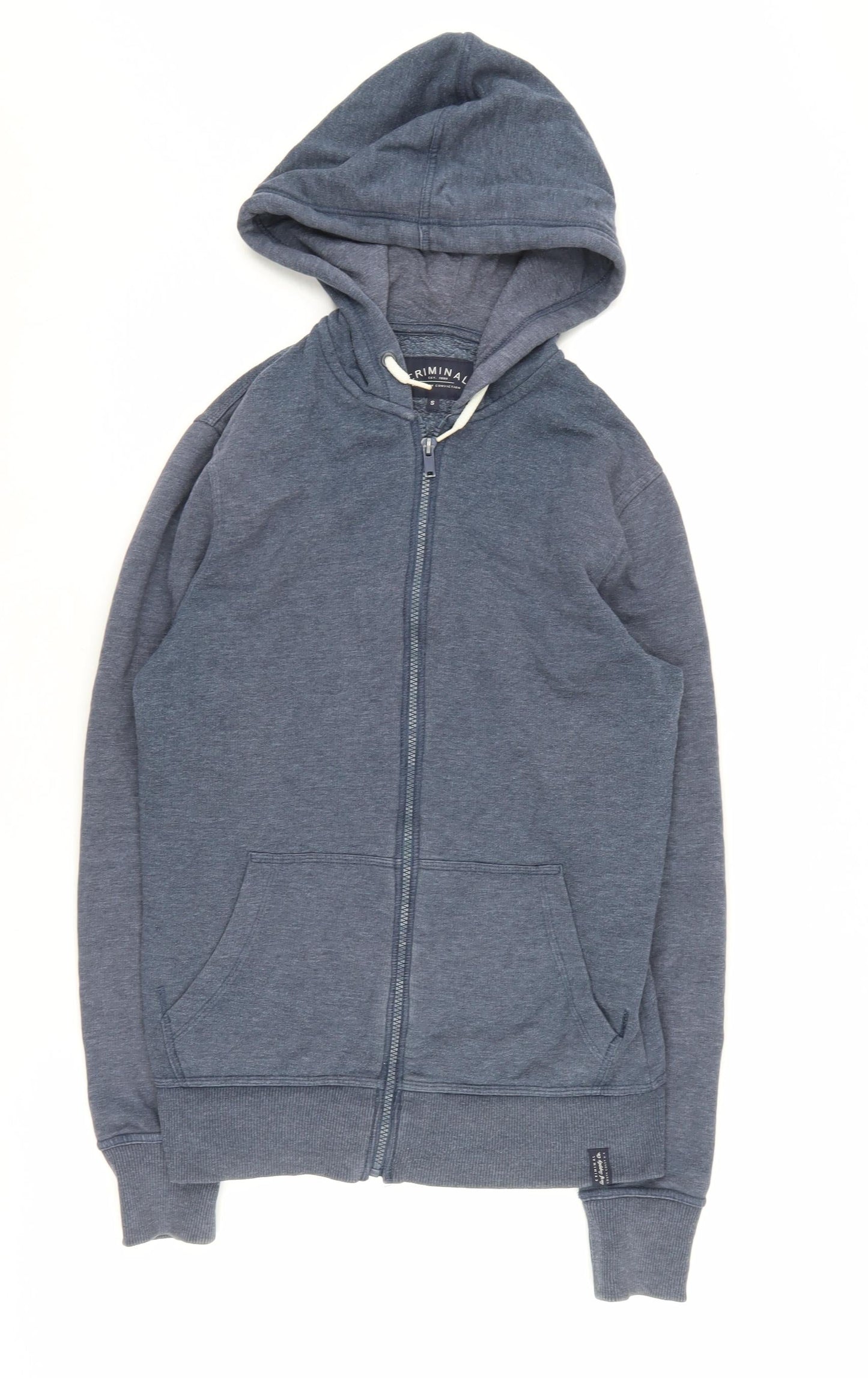 Mens UK Size S Criminal Blue Full Zip Hoodie