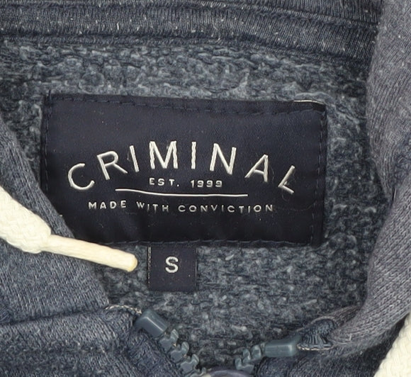 Mens UK Size S Criminal Blue Full Zip Hoodie