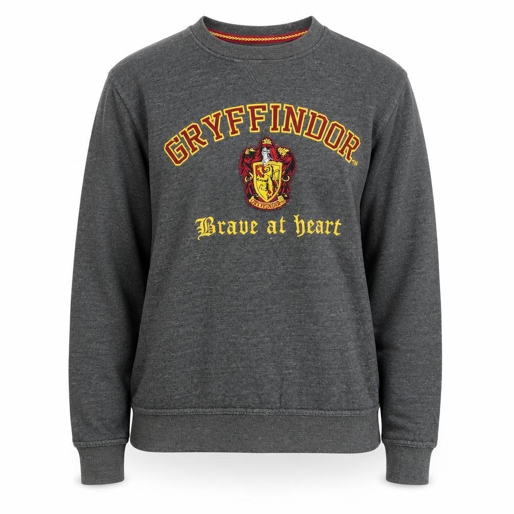 Front view of Harry Potter unisex grey gryffindor sweatshirt m
