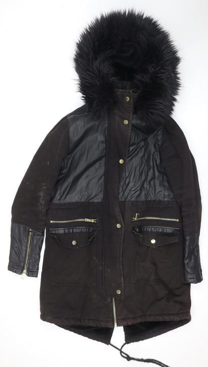 Womens UK Size 10 River Island Black Bomber Jacket
