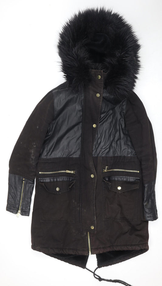 Womens UK Size 10 River Island Black Bomber Jacket