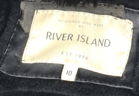 Womens UK Size 10 River Island Black Bomber Jacket
