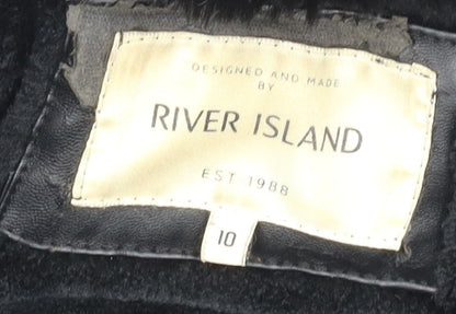 Womens UK Size 10 River Island Black Bomber Jacket