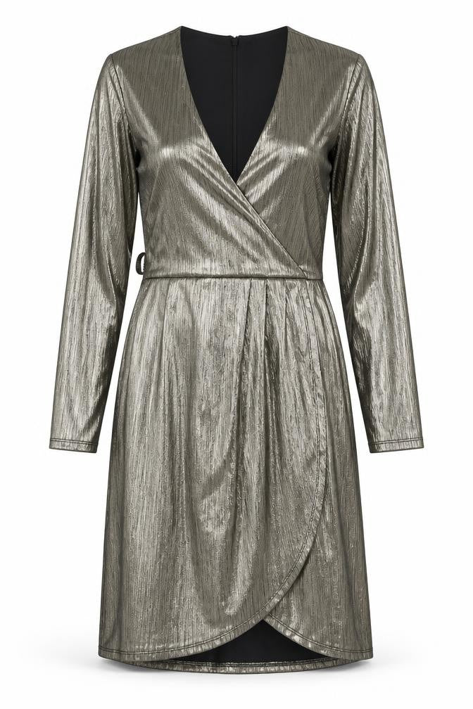 New Look Gold Wrap Dress, Women, Size 10, Party Perfect