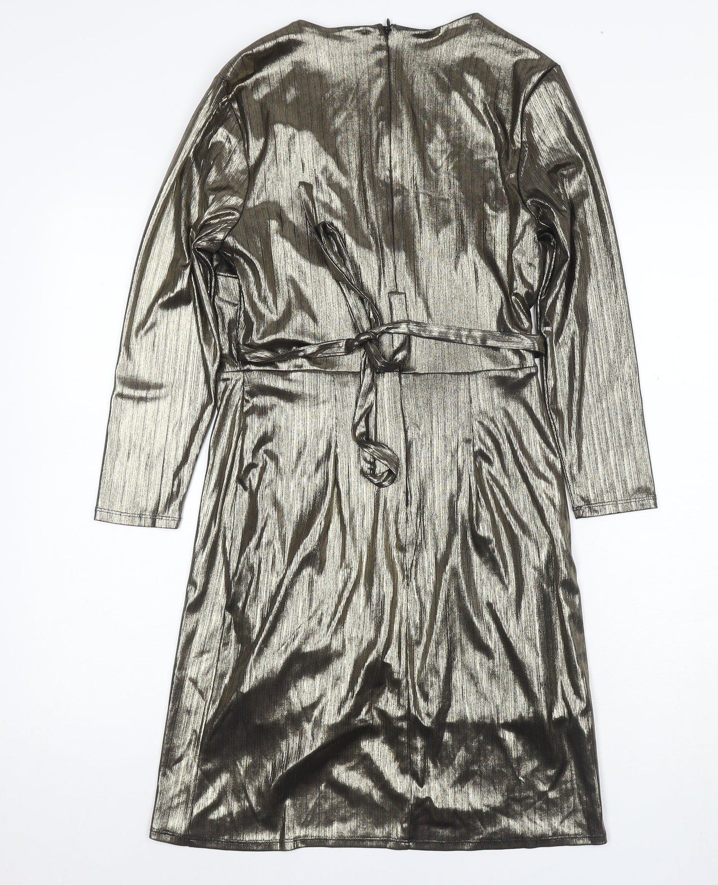 New Look Gold Wrap Dress, Women, Size 10, Party Perfect