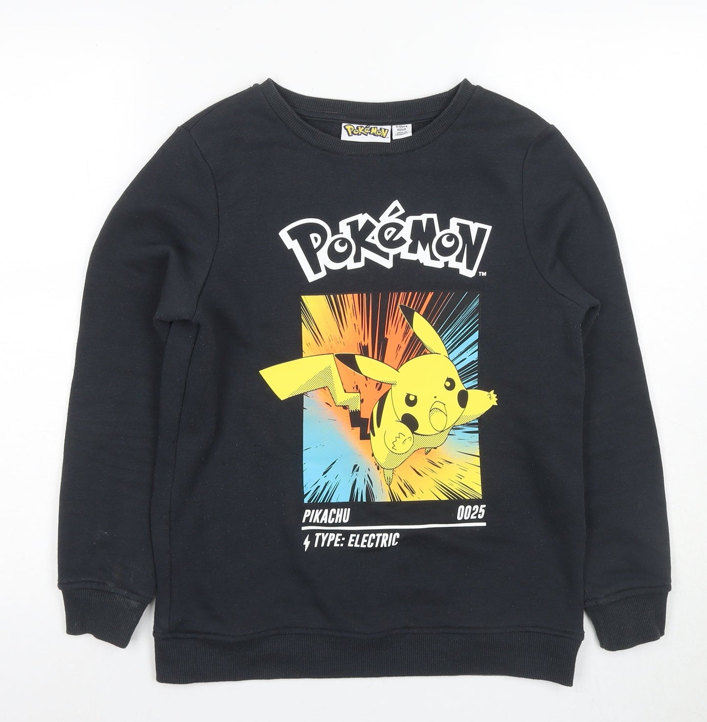 Pokémon Boys Black Pikachu Sweatshirt 11-12 Years