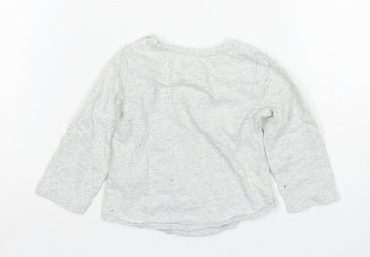 Disney Girls Grey Long Sleeve T-Shirt, 6-9 Months, Cartoon Theme