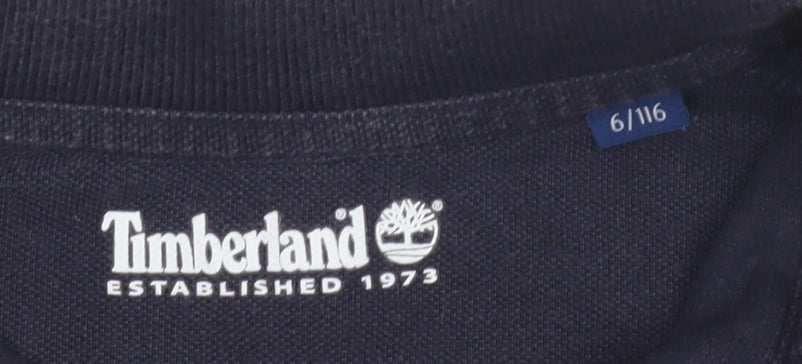 Timberland Boys Black Polo 6 Years Long Sleeve Top