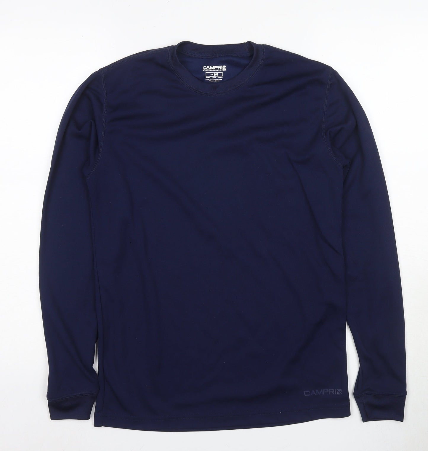 Campri Men's Blue Long Sleeve Pullover T-Shirt, Size M