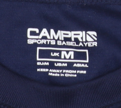 Campri Men's Blue Long Sleeve Pullover T-Shirt, Size M