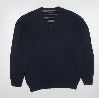 Marks and Spencer Men's Blue V-Neck Pullover Jumper S