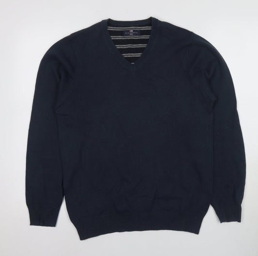 Marks and Spencer Men's Blue V-Neck Pullover Jumper S
