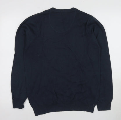 Marks and Spencer Men's Blue V-Neck Pullover Jumper S
