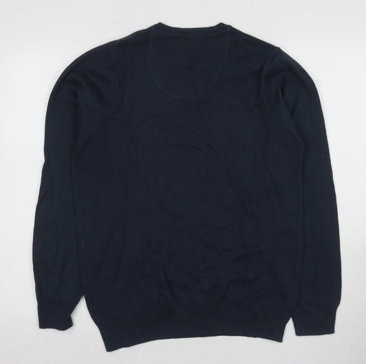 Marks and Spencer Men's Blue V-Neck Pullover Jumper S