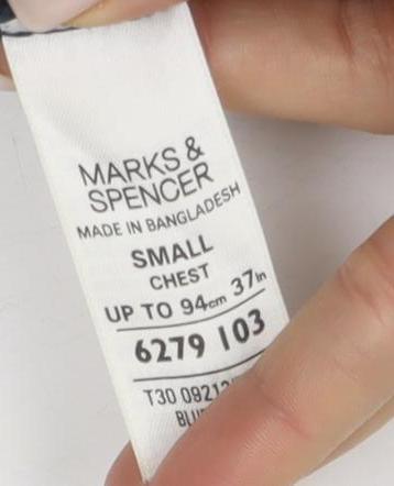 Marks and Spencer Men's Blue V-Neck Pullover Jumper S