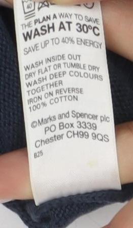 Marks and Spencer Men's Blue V-Neck Pullover Jumper S