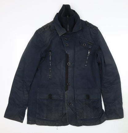 Mens UK Size M Vintage Blue Military Jacket