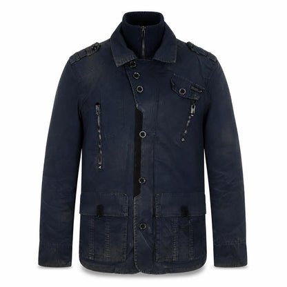 Mens UK Size M Vintage Blue Military Jacket