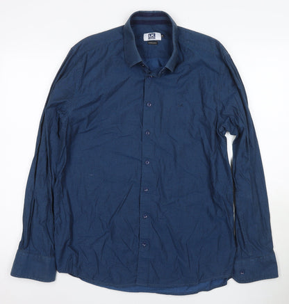 Mens UK Collar Size 4 Lakiste Smart Blue  Dress Shirt