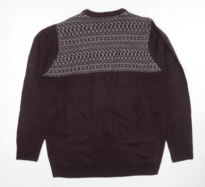 James Pringle Men's Brown Fair Isle Pullover Jumper, M