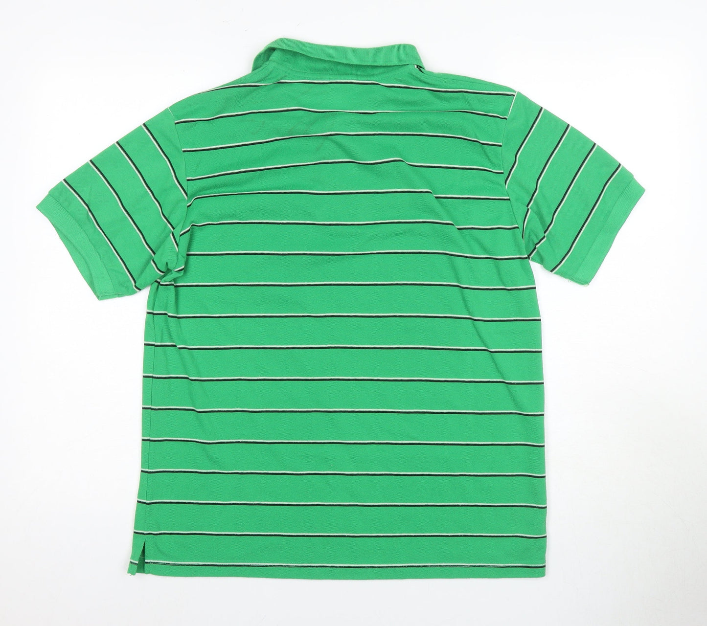 Lacoste Men's Green Striped Polo Shirt L
