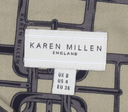 Karen Millen Women's Multicoloured A-Line Skirt, Size 8