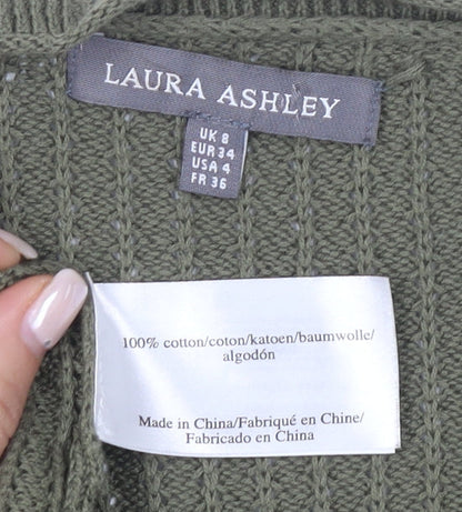 Womens UK Size 8 Laura Ashley Green Cardigan Jumper
