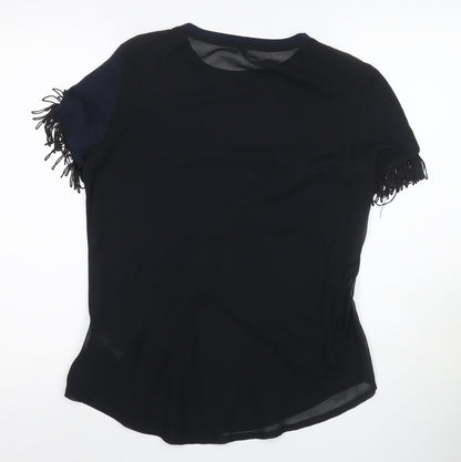 Karen Millen Black Women's T-Shirt UK 14 with Fringe