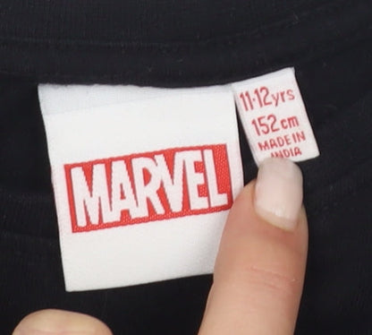 Marvel Boys Black Graphic T-Shirt 11-12 Years