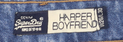 Womens UK Size L Superdry Relaxed Fit Skinny Blue Jeans