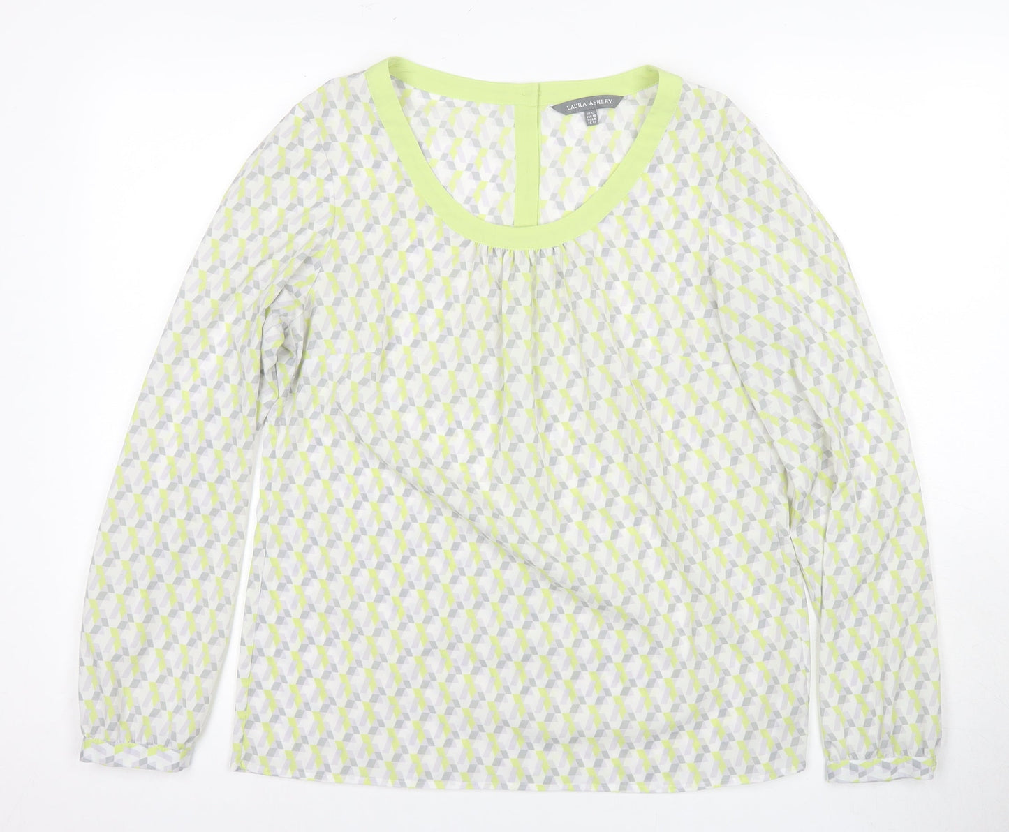 Laura Ashley Women's Green Geometric Tunic Blouse Size 12