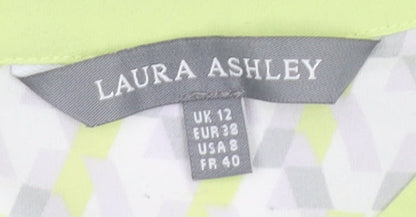 Laura Ashley Women's Green Geometric Tunic Blouse Size 12