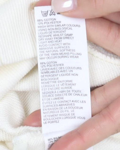 Whistles Women's Ivory Crew Neck Sweatshirt Size S