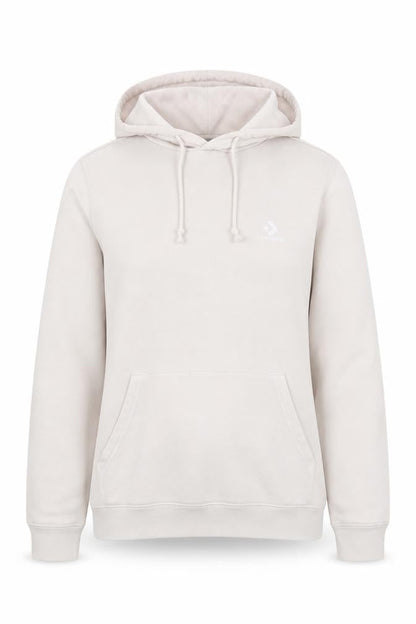 Front view of Converse Beige unisex xs pullover hoodie with logo