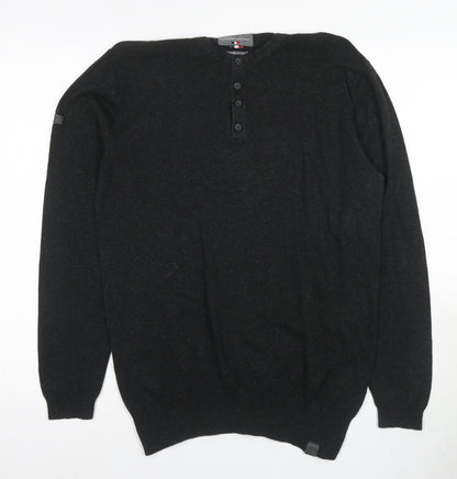 Superdry Men's Black Henley Jumper Size L