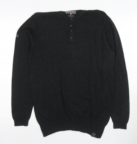 Superdry Men's Black Henley Jumper Size L