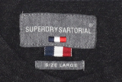 Superdry Men's Black Henley Jumper Size L