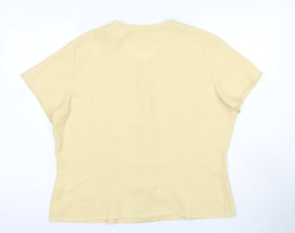John Roberts Women's Yellow V-Neck Blouse, Size 16