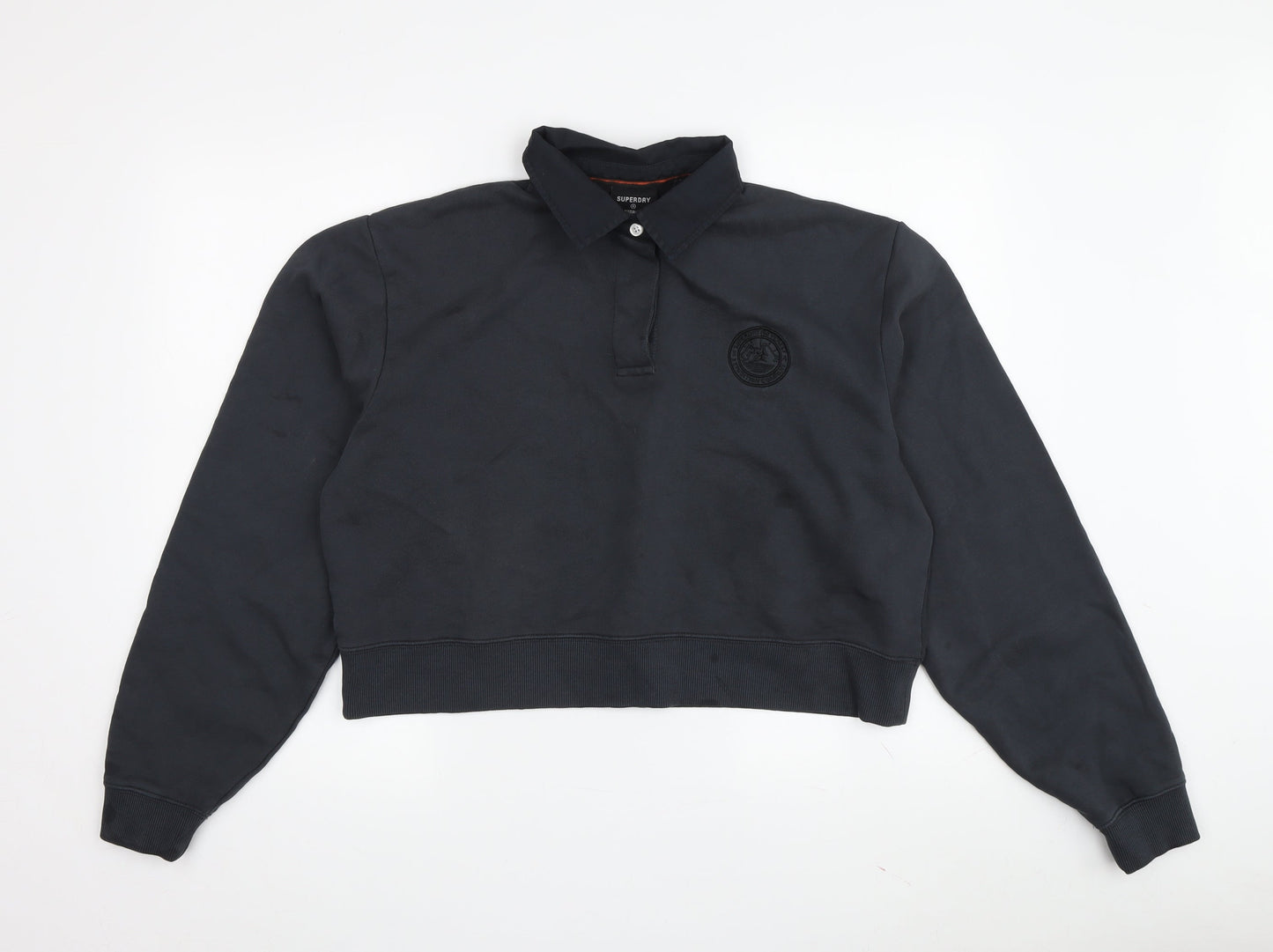 Superdry Women's Black Collared Pullover Sweatshirt UK 10